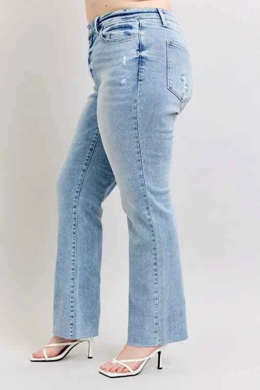 Judy Blue Plus Size Women's Jeans - Full Size Mid Rise Light Wash Dad Jeans