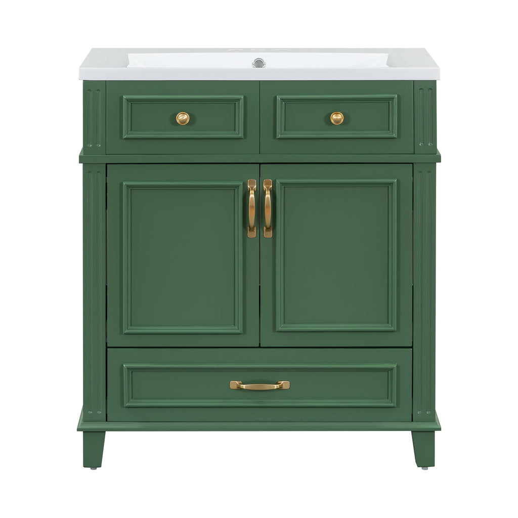 30 inch uncovered bathroom vanity with soft closed door, limited to solid wood frame bathroom storage cabinet green