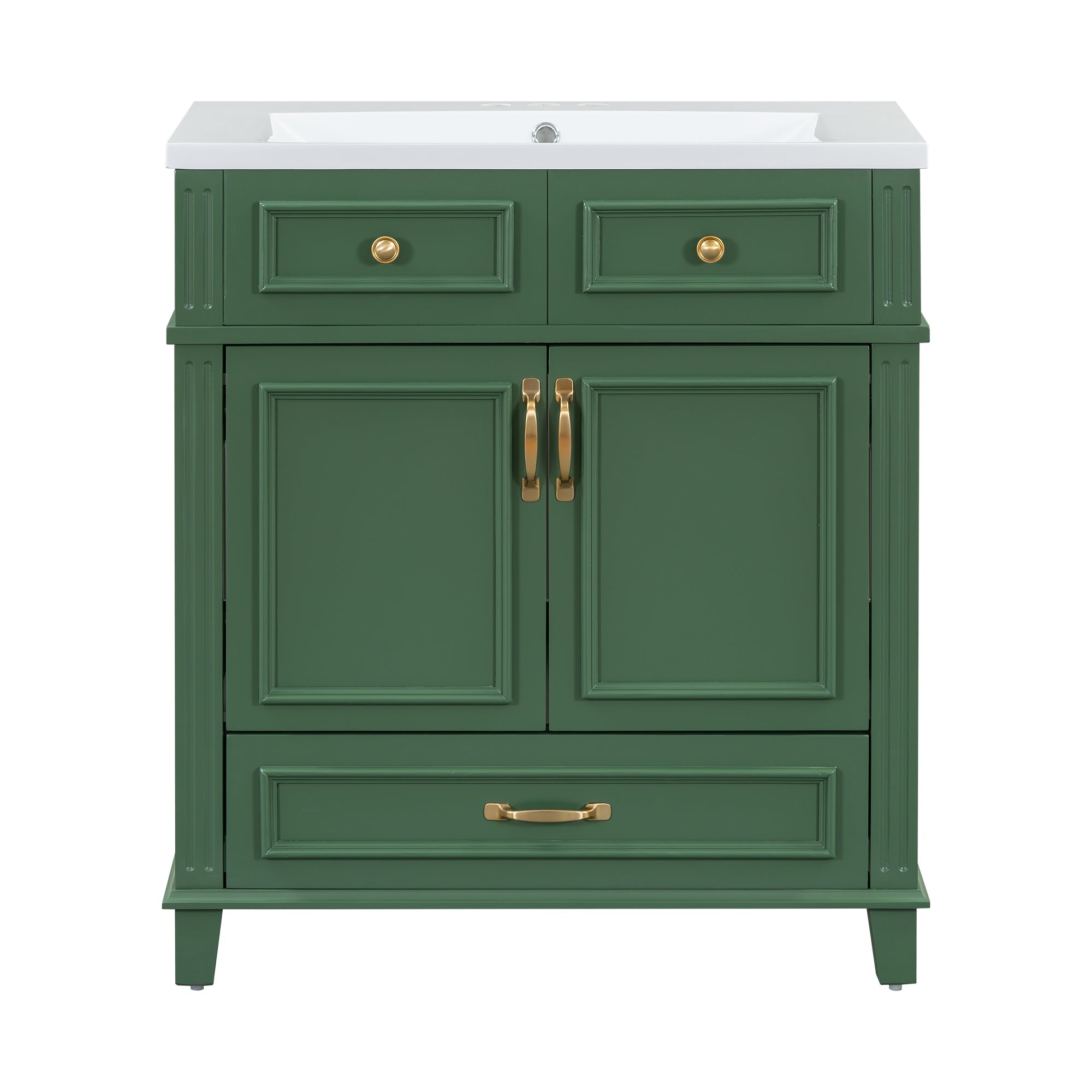 30 inch uncovered bathroom vanity with soft closed door, limited to solid wood frame bathroom storage cabinet green