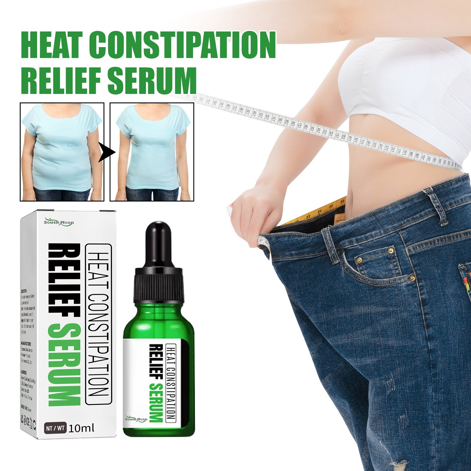 Heat Constipation Relief Serum, Firming Abdominal Fat Clear Stool Body Massage Health Care