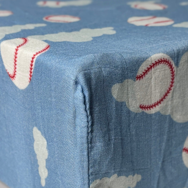 Organic Bamboo Blend Crib Sheet in Baseballs in the Sky