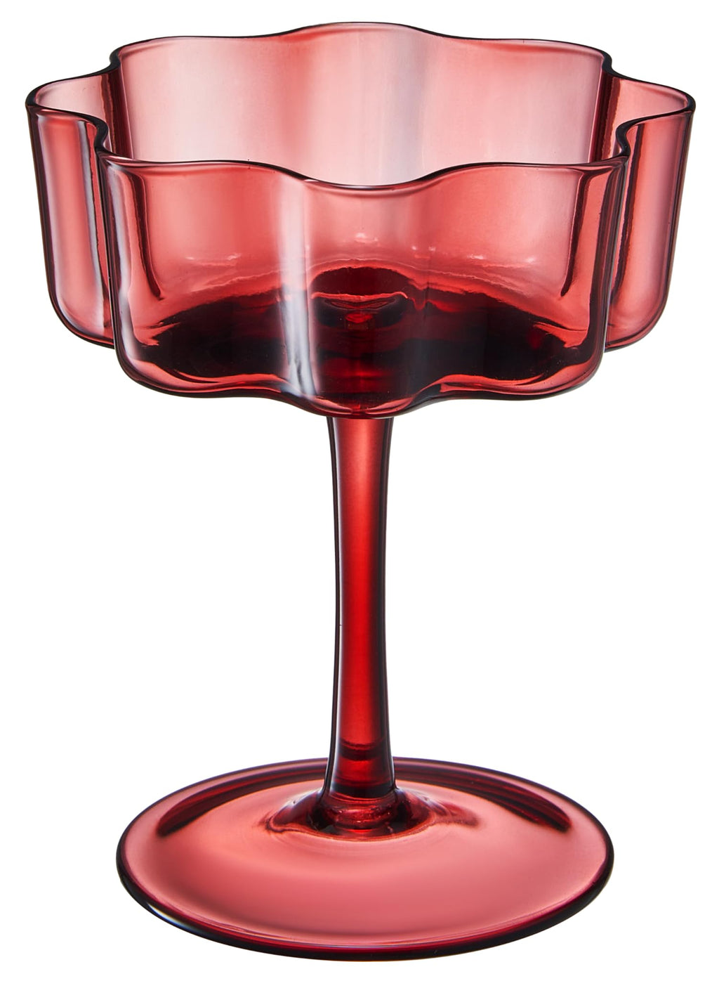 Flower Wave Coupe Cocktail Colored Glasses | Set of 6 | Muted Colors