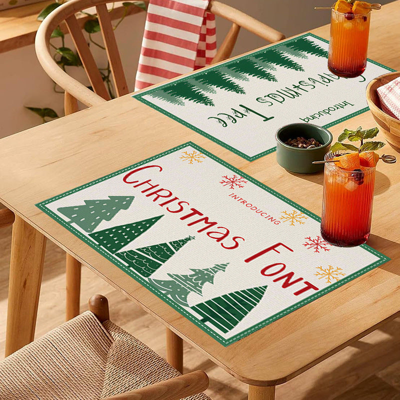 stmas linen placemats holiday party decorations insulation mats linen Christmas tree printed coasters