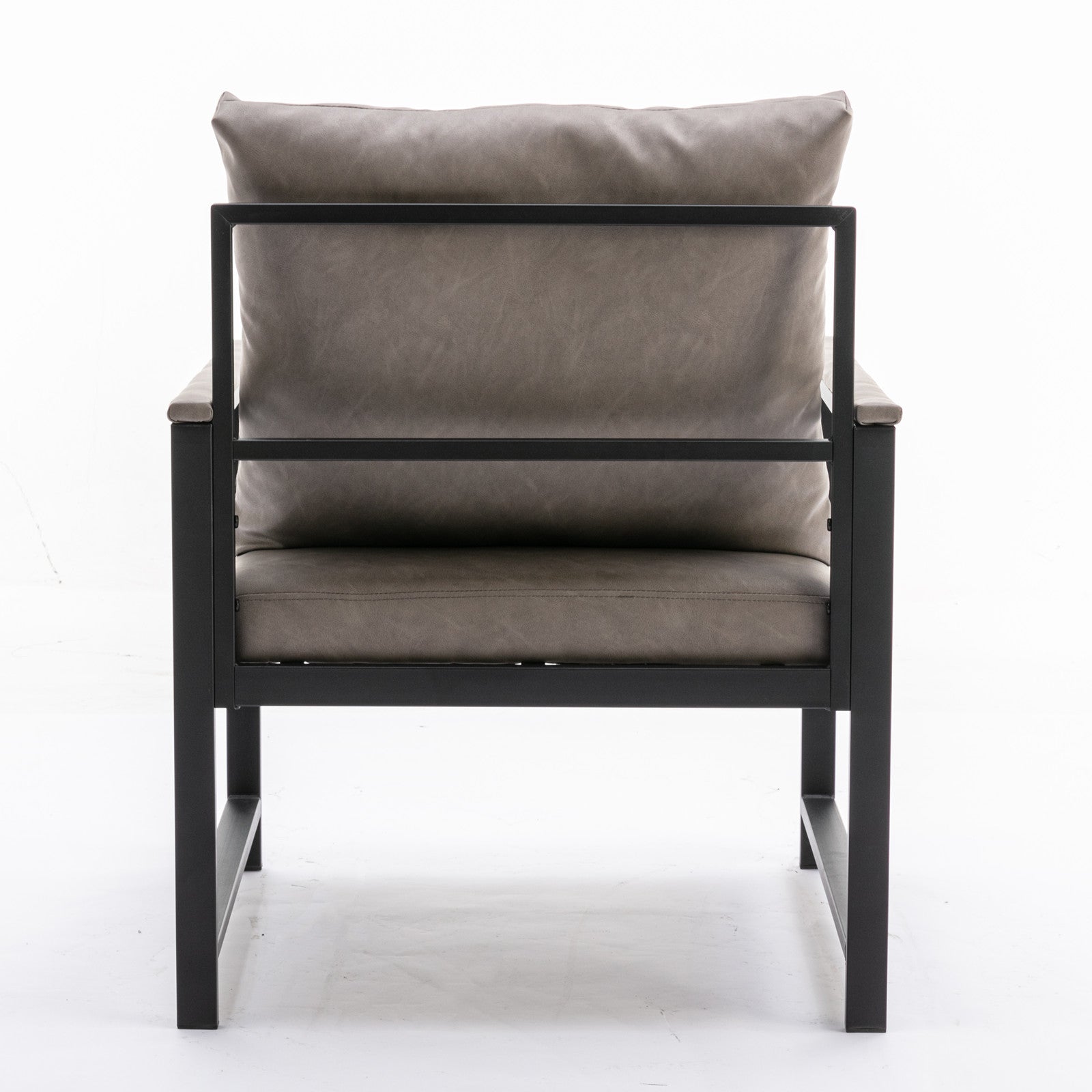 A&A Furniture Modern Faux Leather Accent Chair with Black Powder Coated Metal Frame Gray