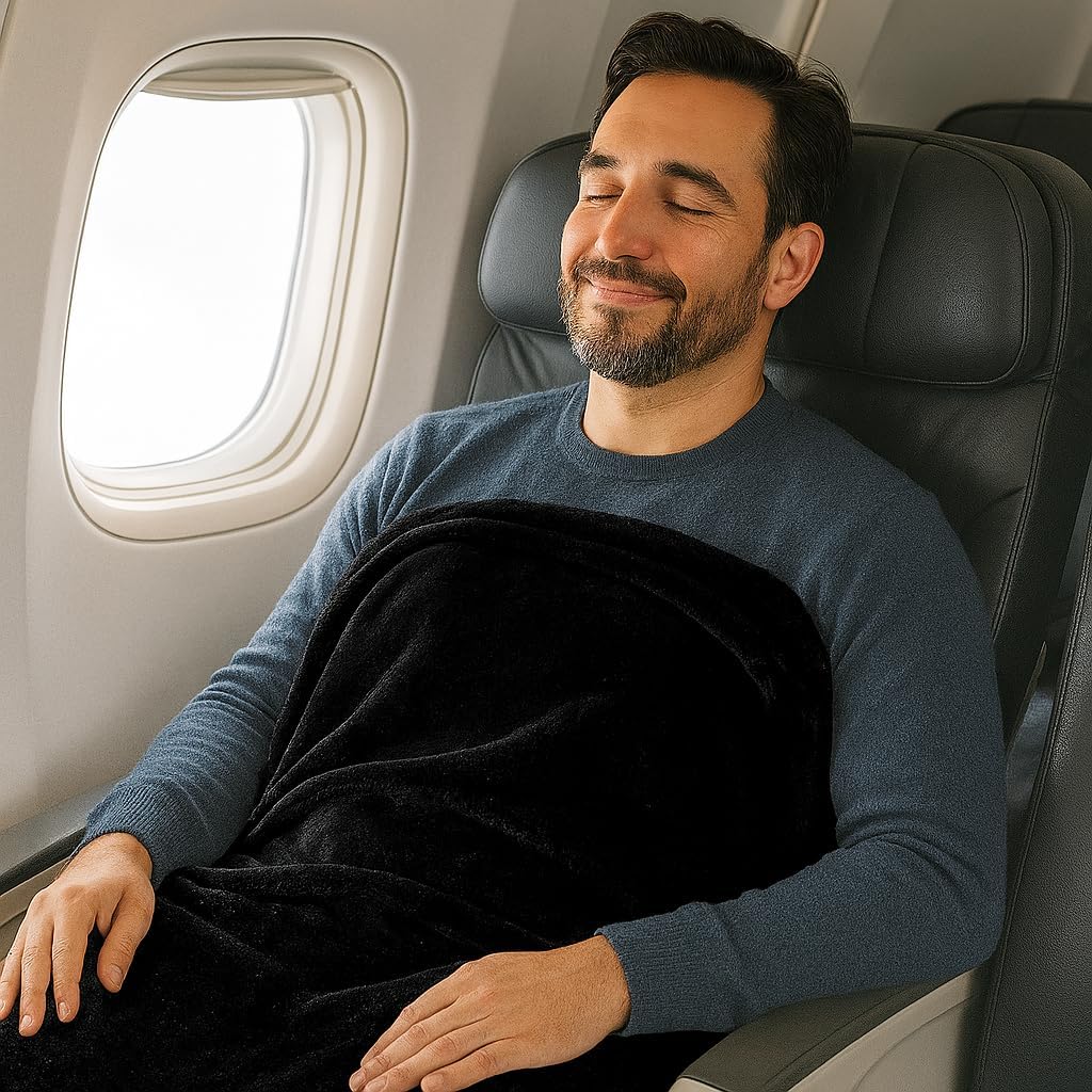 Comfort Fly Travel Blanket & Pillow – 2-in-1 Micro Plush Airplane Blanket with Carry Case (40" x 70")
