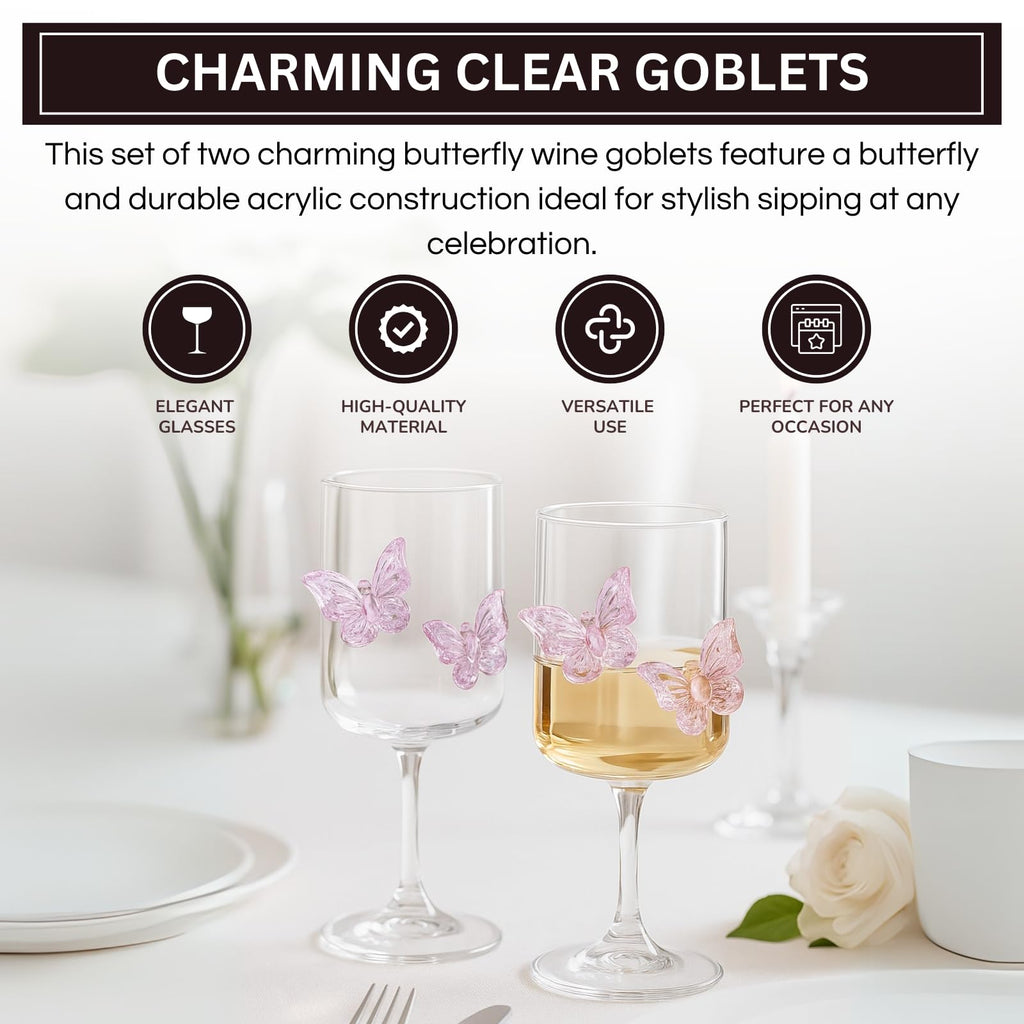 Butterfly Wine Goblet set of 2