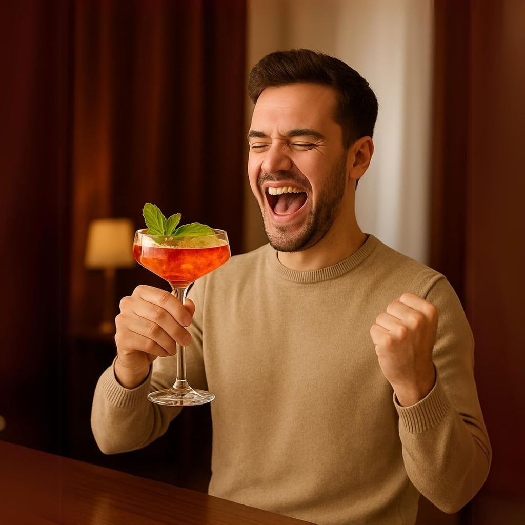 Khen Acrylic Coupe Glasses – Set of 4 Stemmed 8 oz Clear Cocktail Glasses – Durable, Shatterproof Drinkware for Martinis, Champagne, Cocktails & More – Elegant Reusable Barware