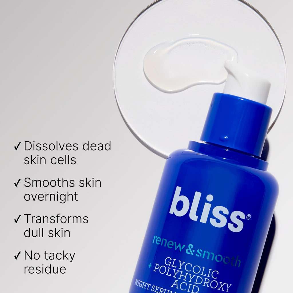 BLISS Renew & Smooth Night Glycolic Acid Facial Serum