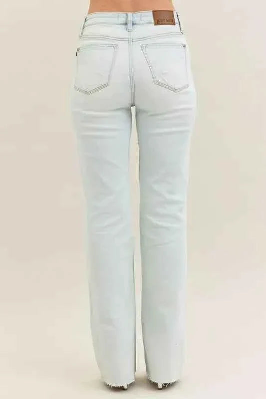 Judy Blue Full Size Destroy & Fray Hem Bootcut Jeans Plus Size Women's Pants