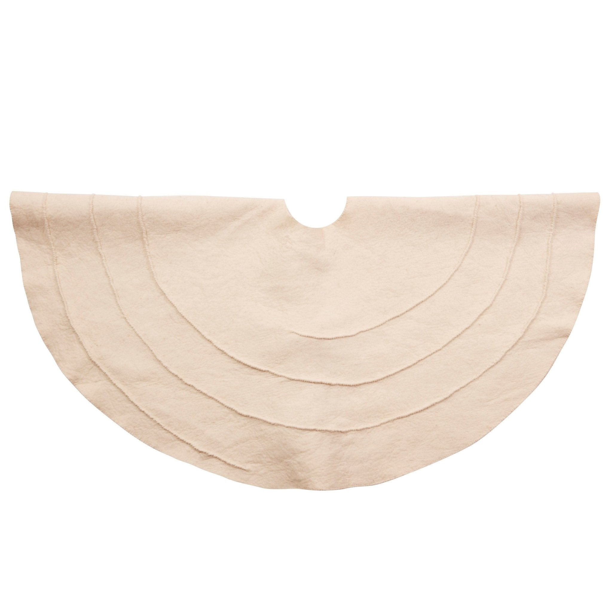 Poinsettia Buttons Cream Hand Felted Wool XL Christmas Tree Skirt 72" Arcadia Home