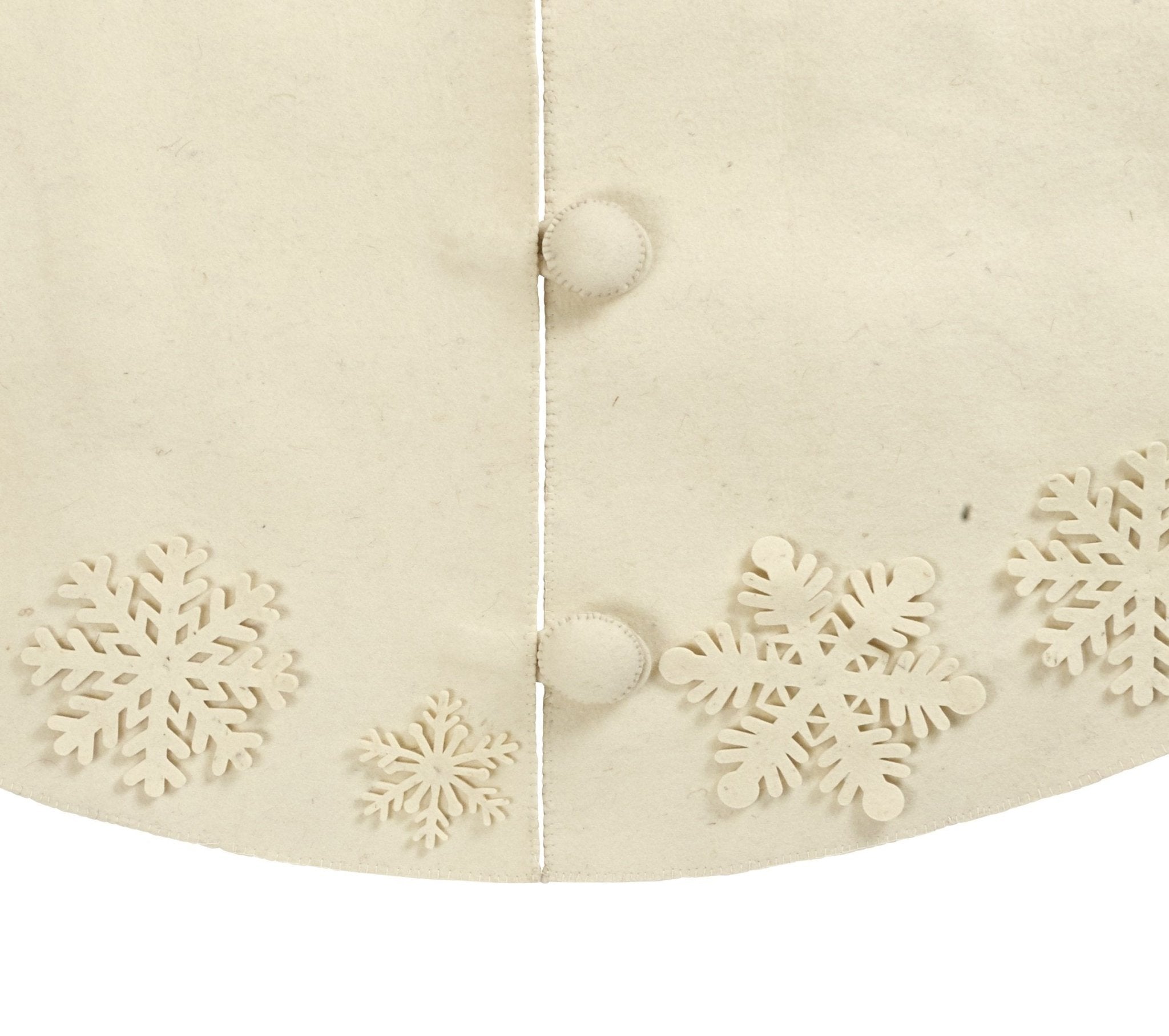 Snowflakes Hand-felted Wool Cream XL Christmas Tree Skirt Felt 72" Arcadia Home