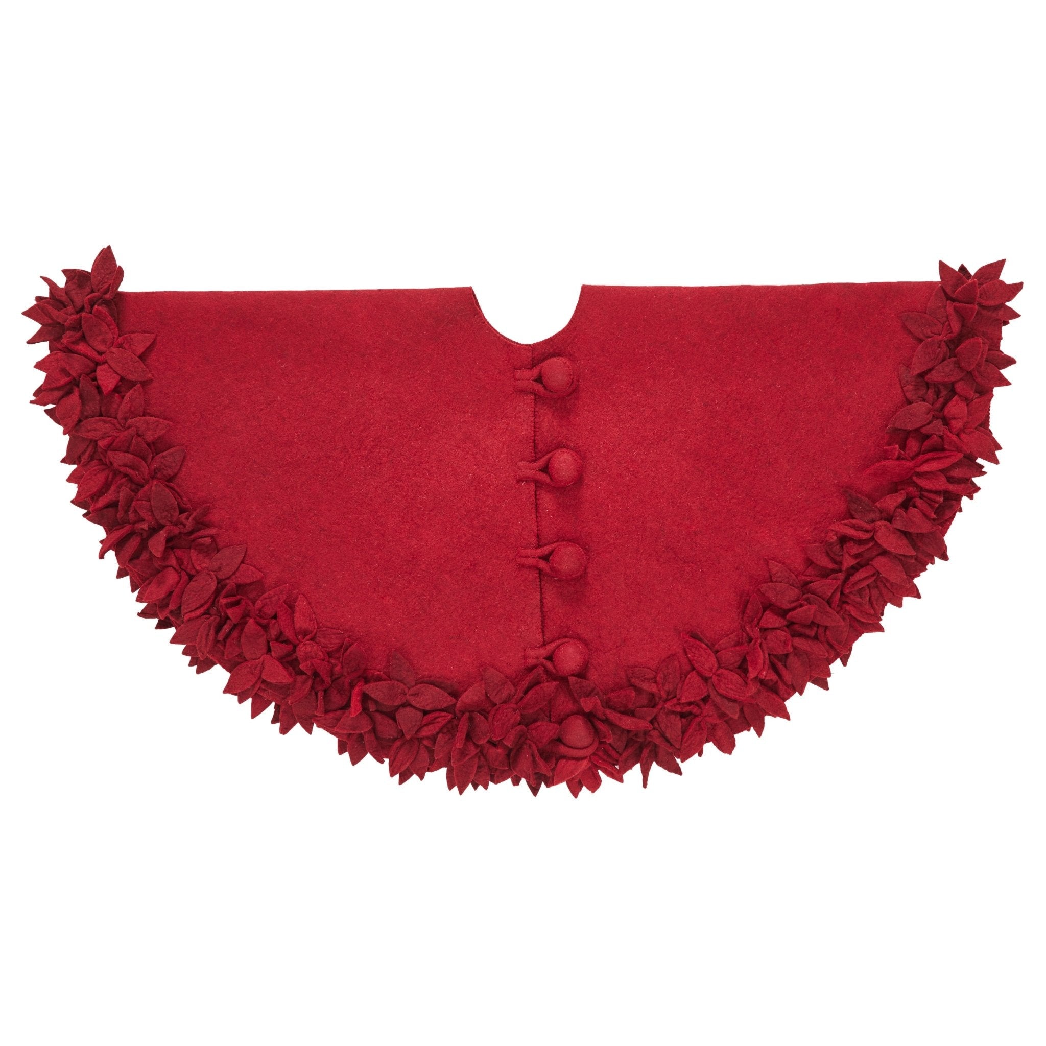 Handmade Overlapping Flowers Maroon XL Christmas Tree Skirt 72" Arcadia Home