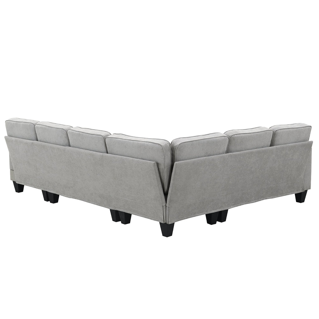 [VIDEO provided] [New] 108*85.5" Modern U Shape Sectional Sofa 7 Seat Fabric Sectional Sofa Set