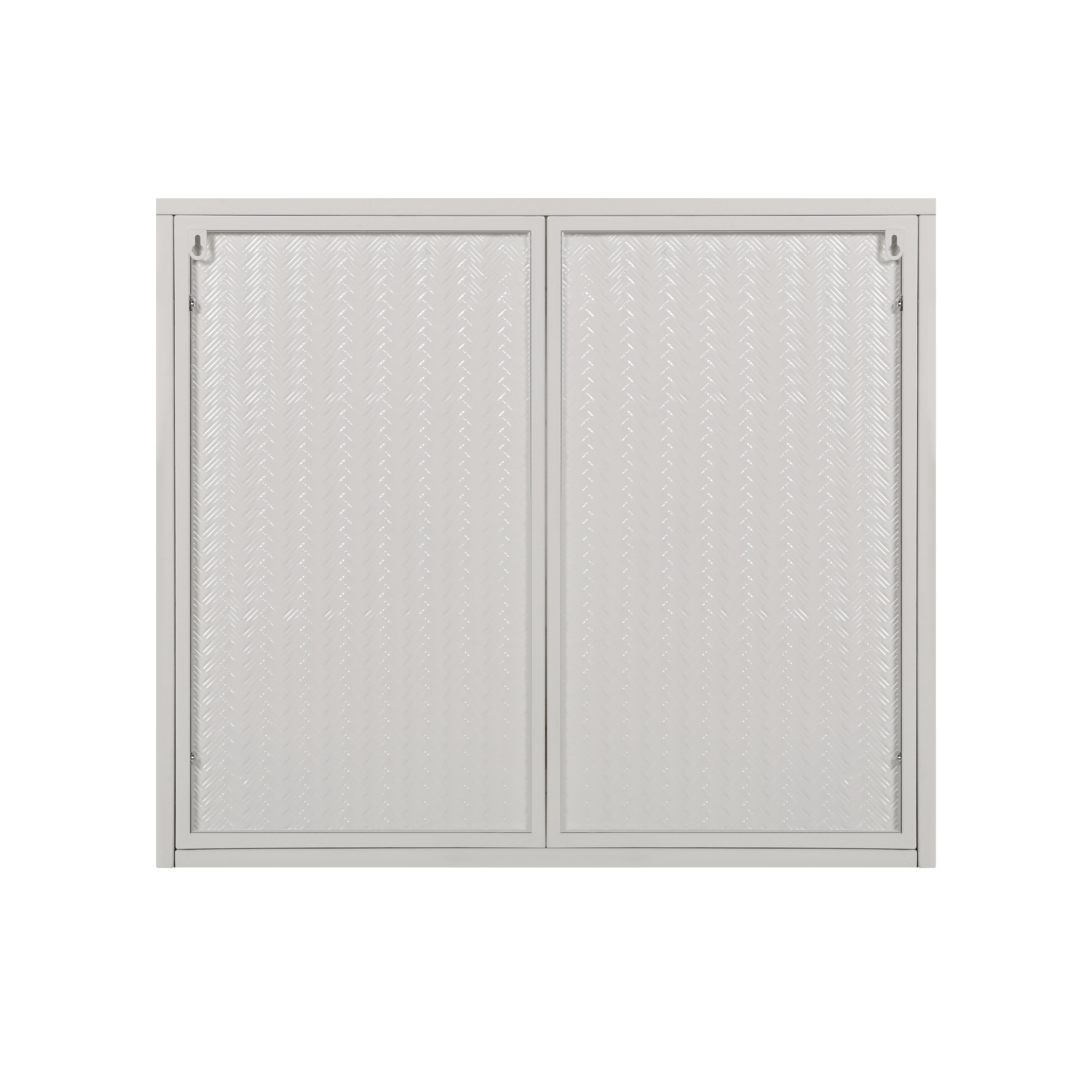 27.56"Glass Doors Modern Two-door Wall Cabinet with Featuring Three-tier Storage White