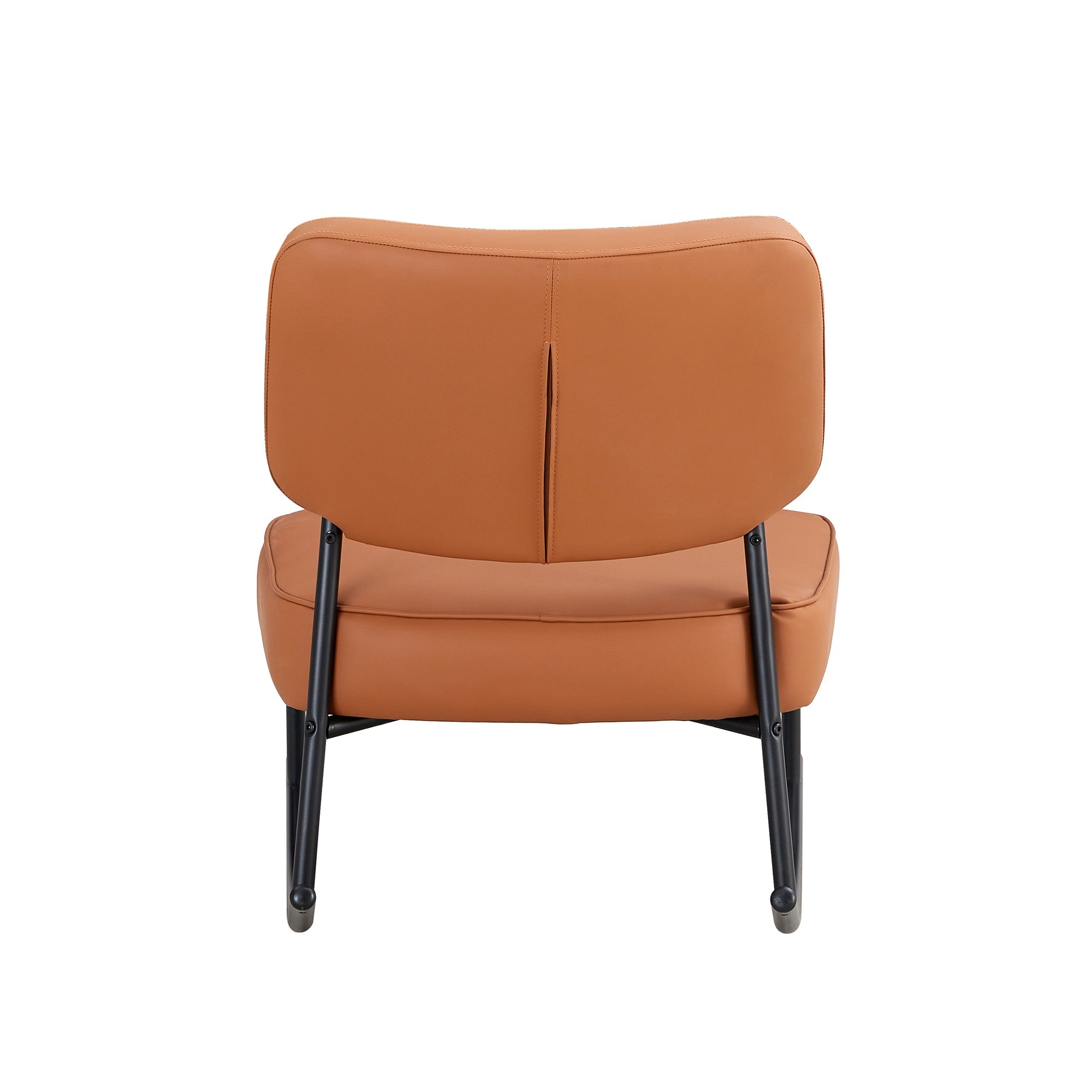 PU material cushioned rocking chair unique rocking chair cushioned seat brown backrest rocking chair black metal legs