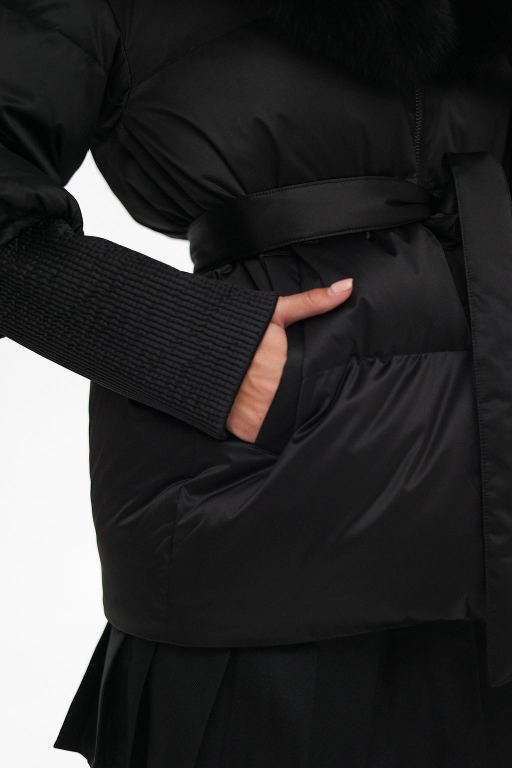 Pre-Order. Re-Stock Ships October 20. Amanda Genuine Fur Trim Down Fill Coat