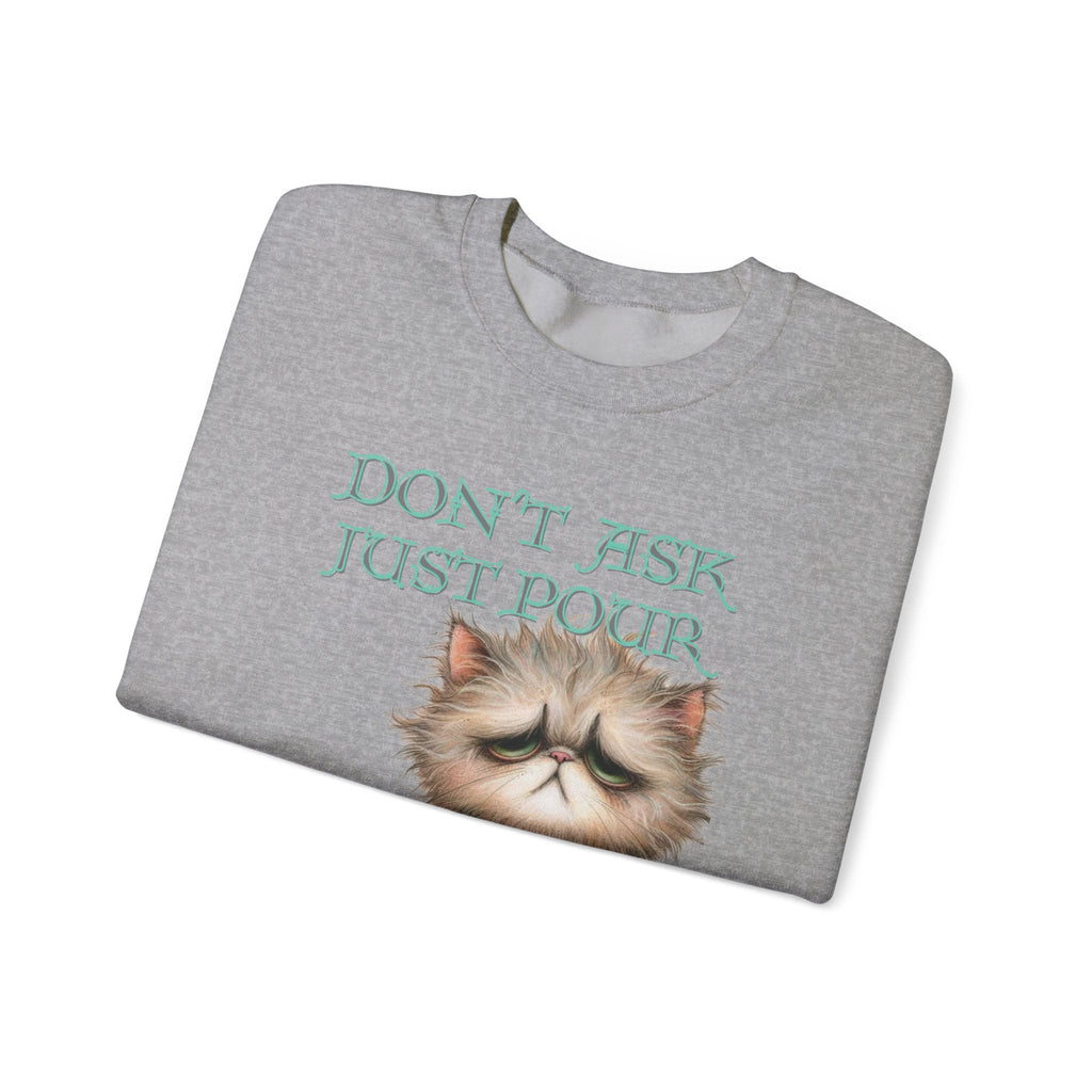 Just Pour Coffee Lover Sweatshirt Women's Top - Funny Cat Lover Gift, Cozy Apparel