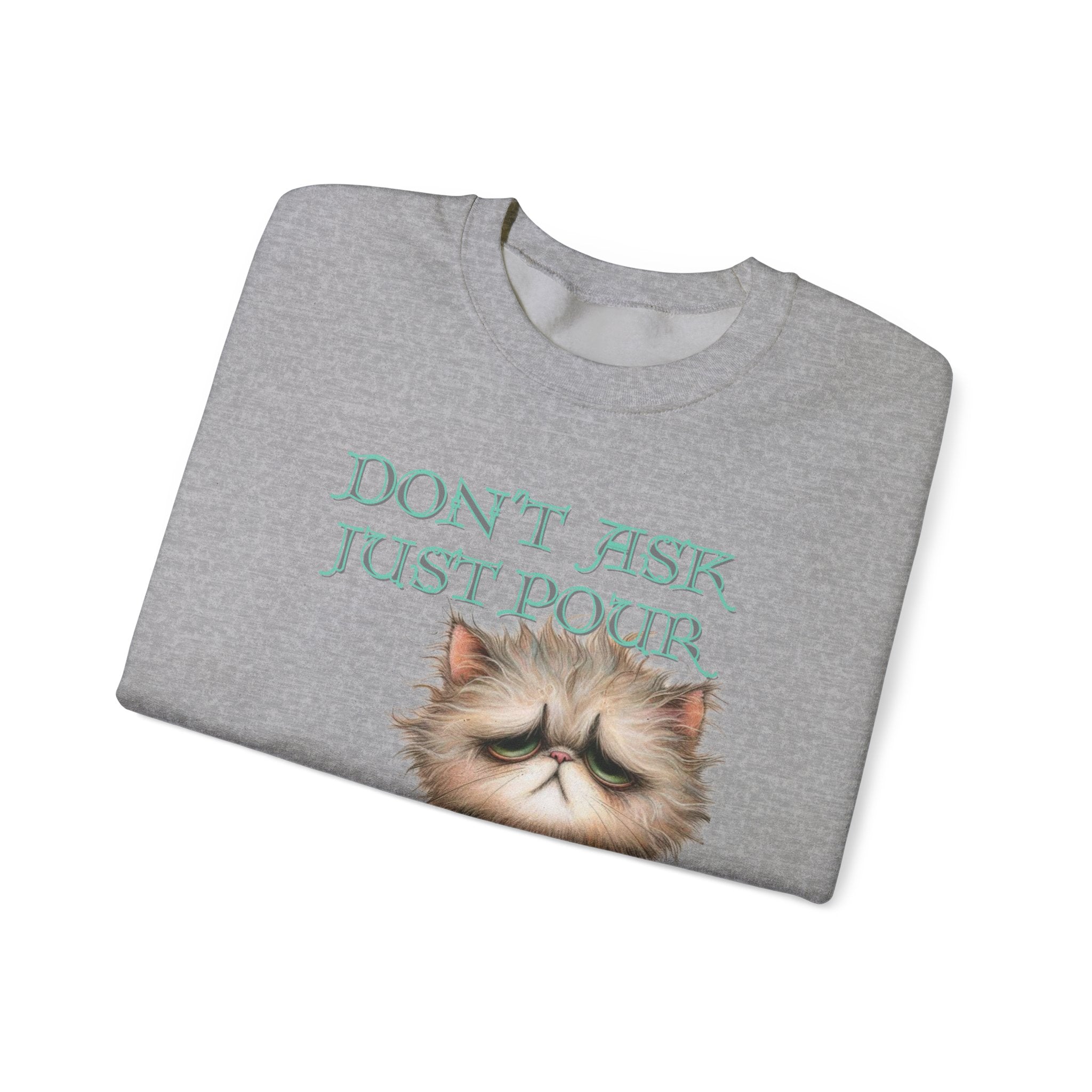 Just Pour Coffee Lover Sweatshirt Women's Top - Funny Cat Lover Gift, Cozy Apparel