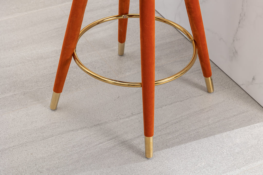 COOLMORE Counter Height Bar Stools Set of 2 for Kitchen Counter Solid Wood Legs with a fixed height of 360 degrees