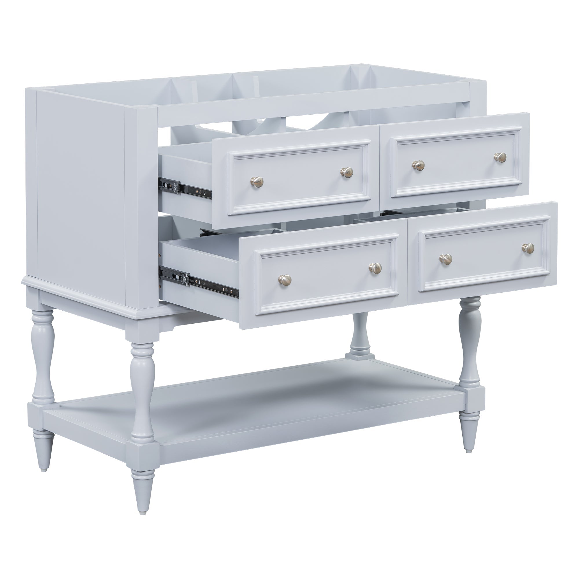 36" Bathroom Vanity Cabinet without Sink Standing Vanity Set with 4 Drawers& Soft Closing Doors Blue (NOT INCLUDE BASIN SINK)