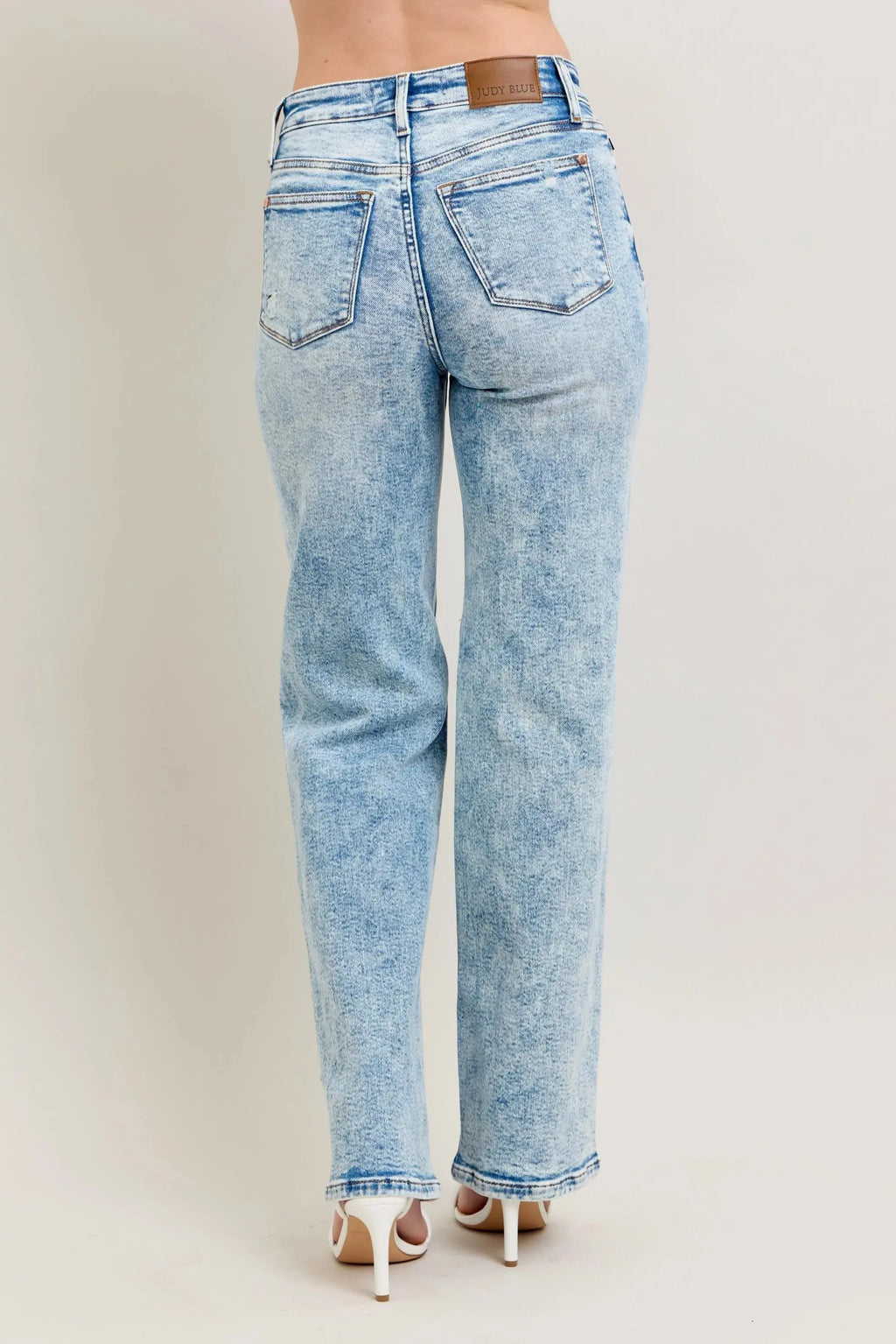 Full Size High Waist Mineral Wash Destroy 90's Straight Leg Judy Blue Jeans