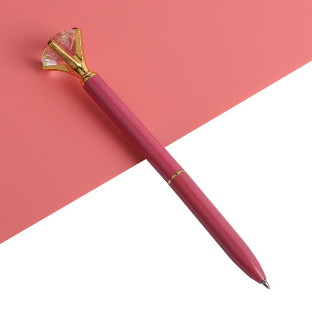 21Color Kawaii Ballpoint Pen Big Gem Metal Ball Pen With Large Diamond Blue And Black Magical Pen Fashion School Office Supplies