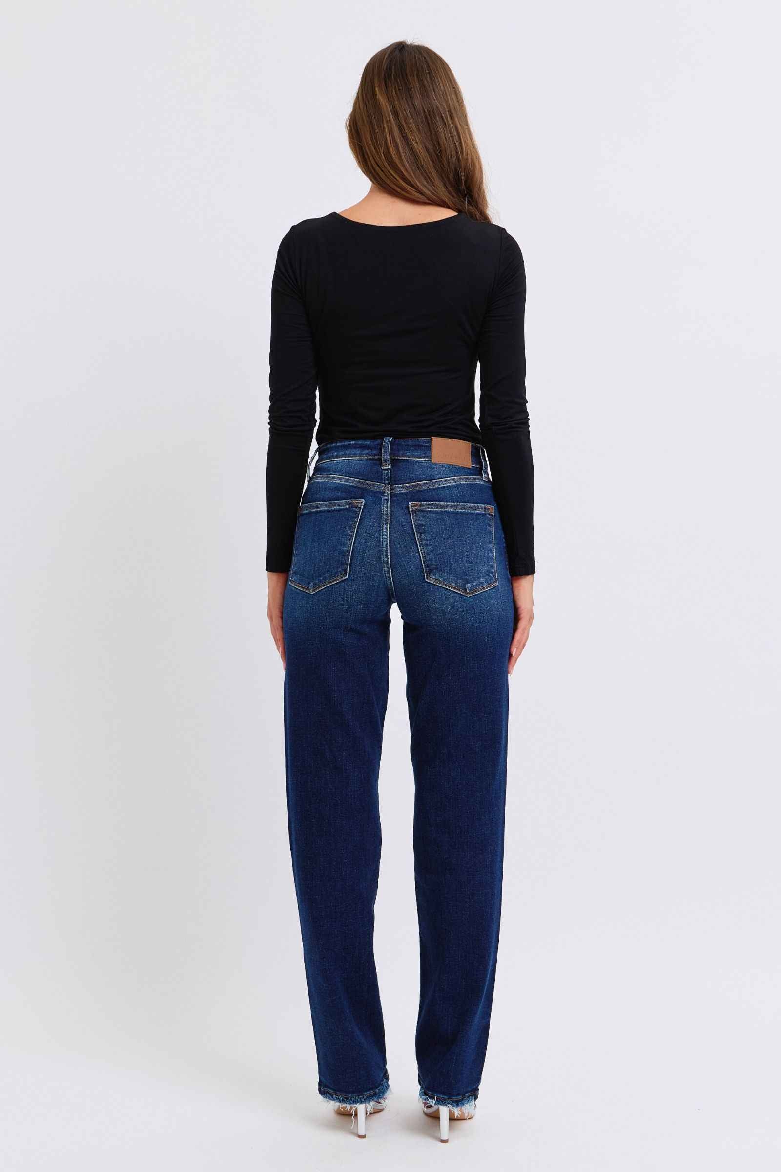 Judy Blue Straight Leg Jeans - Full Size Raw Hem Women's Jeans
