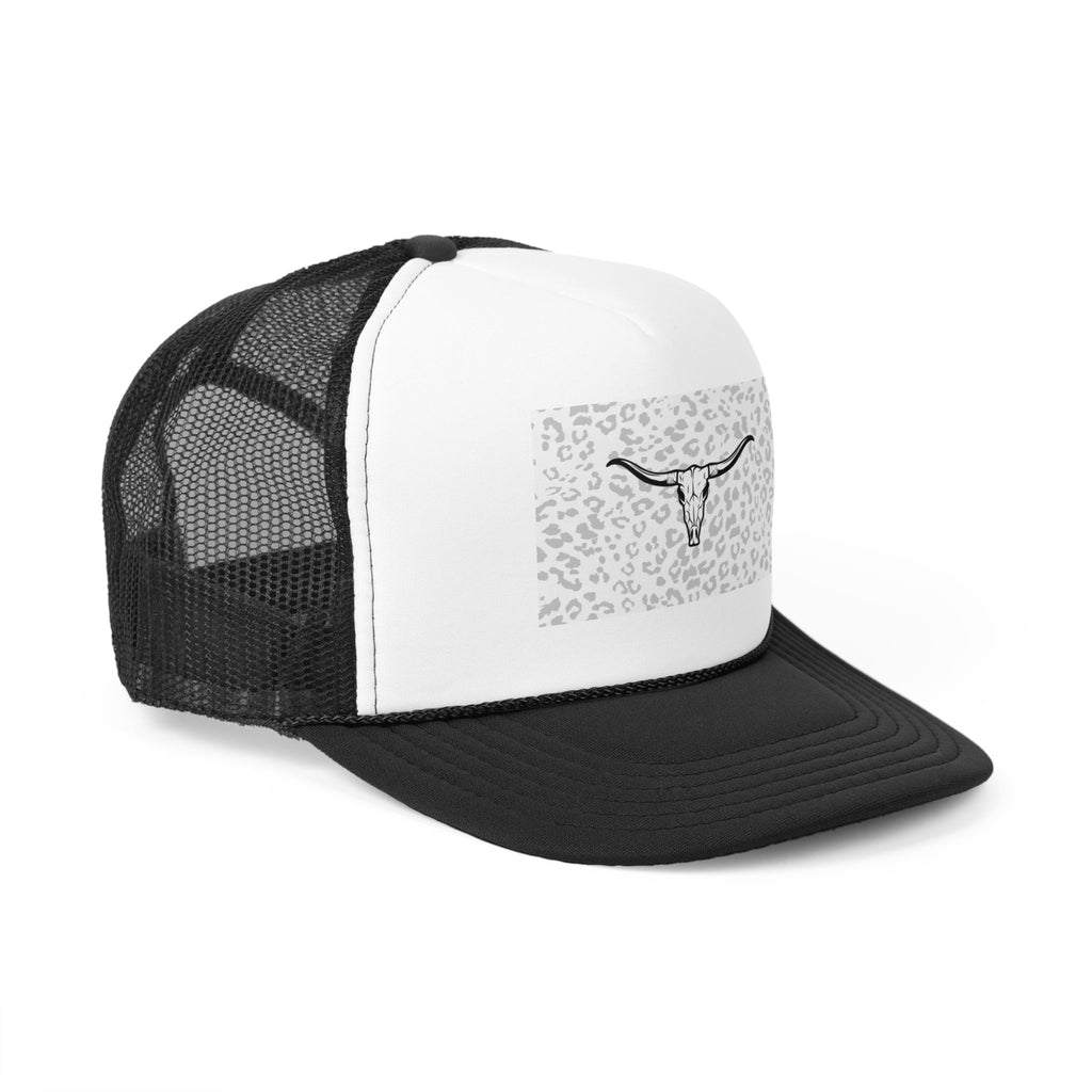 Cheetah Print Cow Skull Trucker Cap