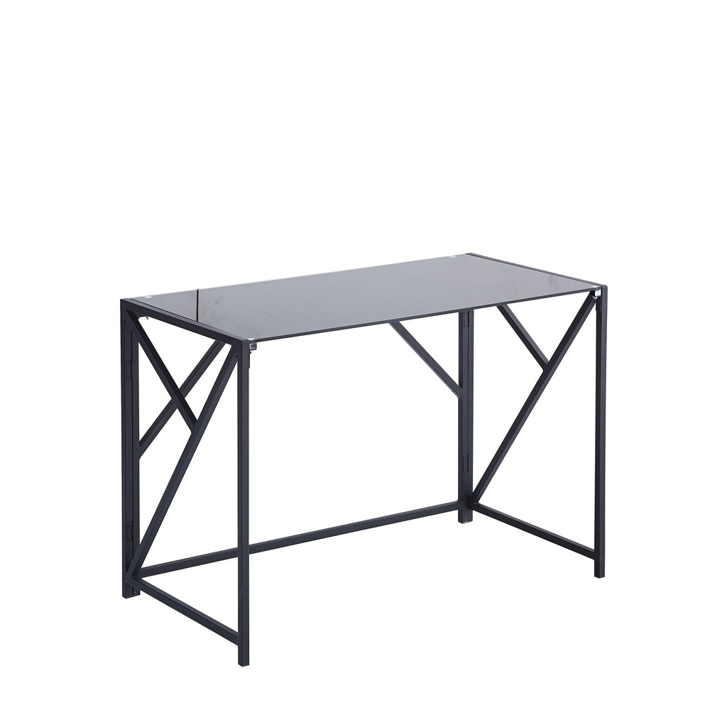 Tempered Black Glass Computer Desk Laptop Desk PC Laptop Table with Metal Frame Writting Desk