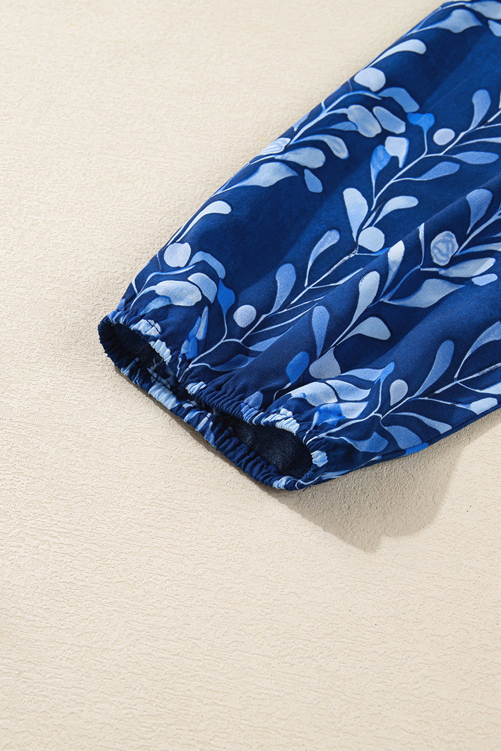 Floral 3/4 Sleeve Notched Neck Blouse