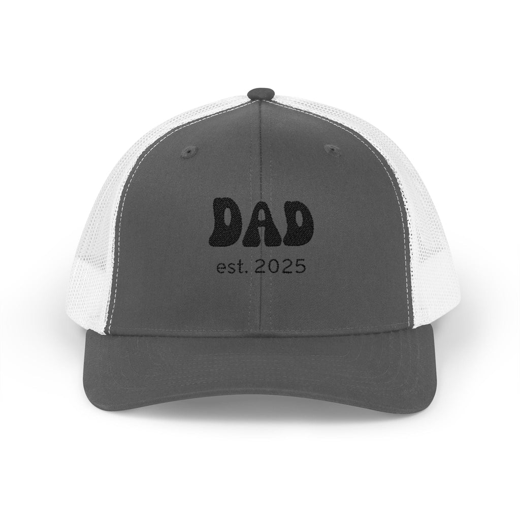 Dad Est. 2025 Snapback Trucker Cap, New Dad Gift, Father's Day Hat, Casual Summer Cap, Memorable Baby Announcement
