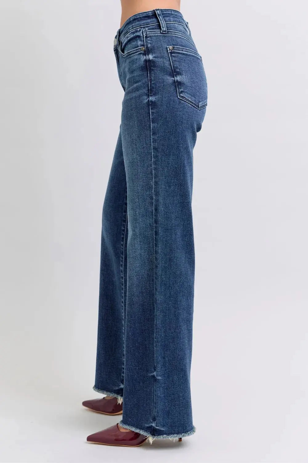 Full Size/Plus Size Raw Hem Mid Rise Judy Blue Jeans