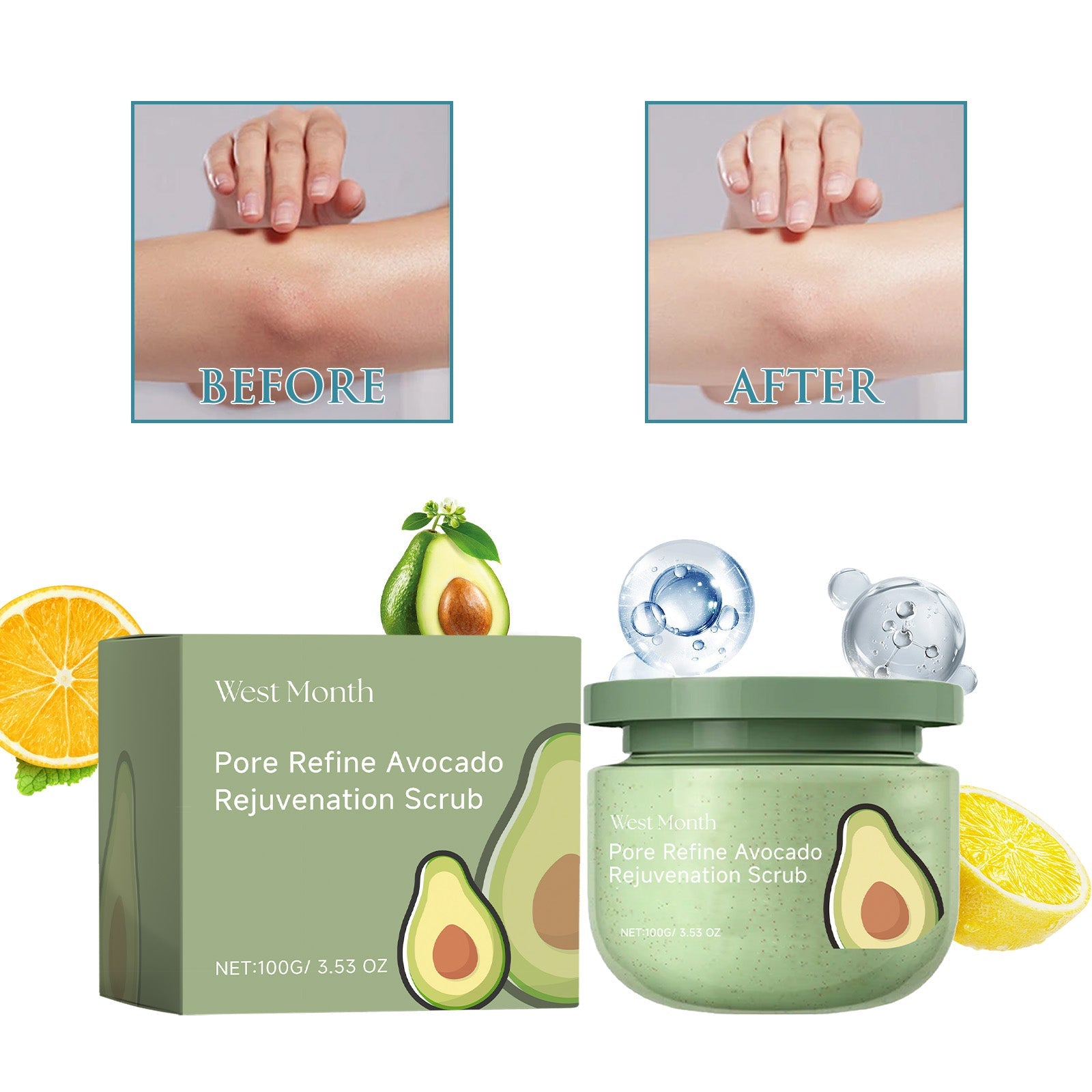 Avocado Ice Cream Scrub, Moisturizing, Hydrating, Cleansing And Exfoliating Body Scrub