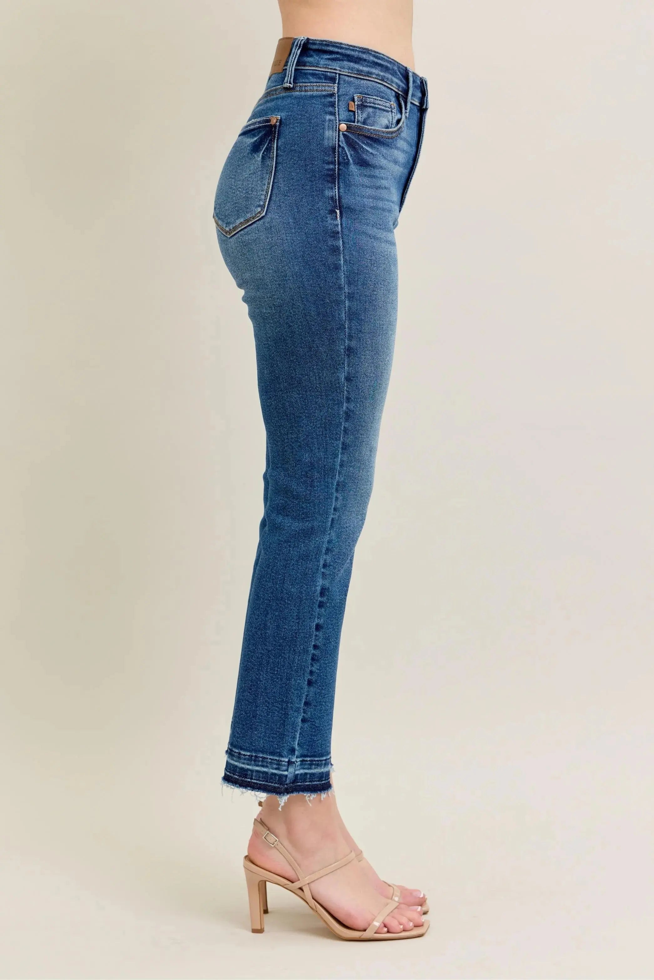 Full Size High Waist Vintage Wash Release Hem Kick Flare Judy Blue Jeans