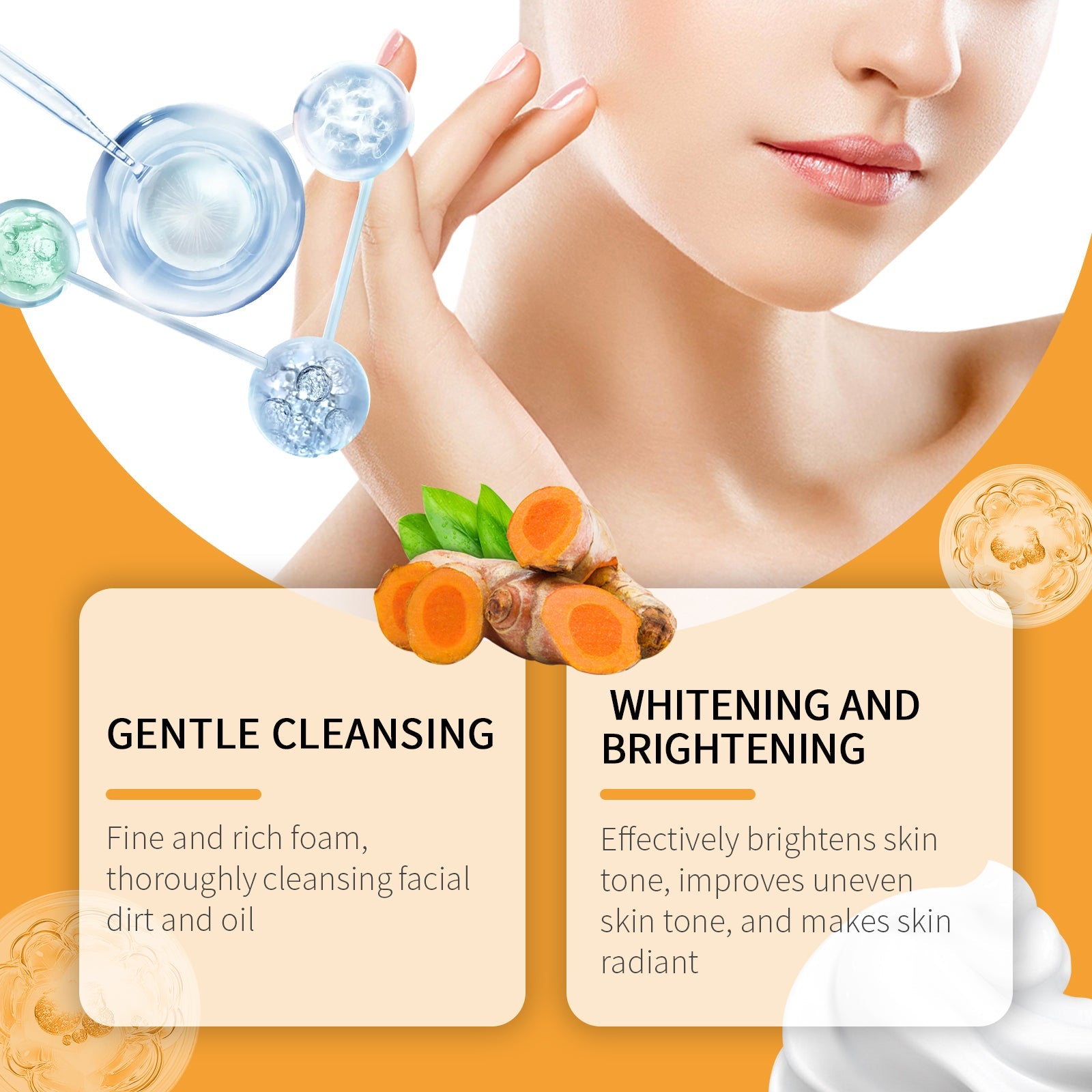 Turmeric Cleansing Mousse For Gentle Cleansing Of Facial Skin Pores Cleanser Moisturizing Skin Care
