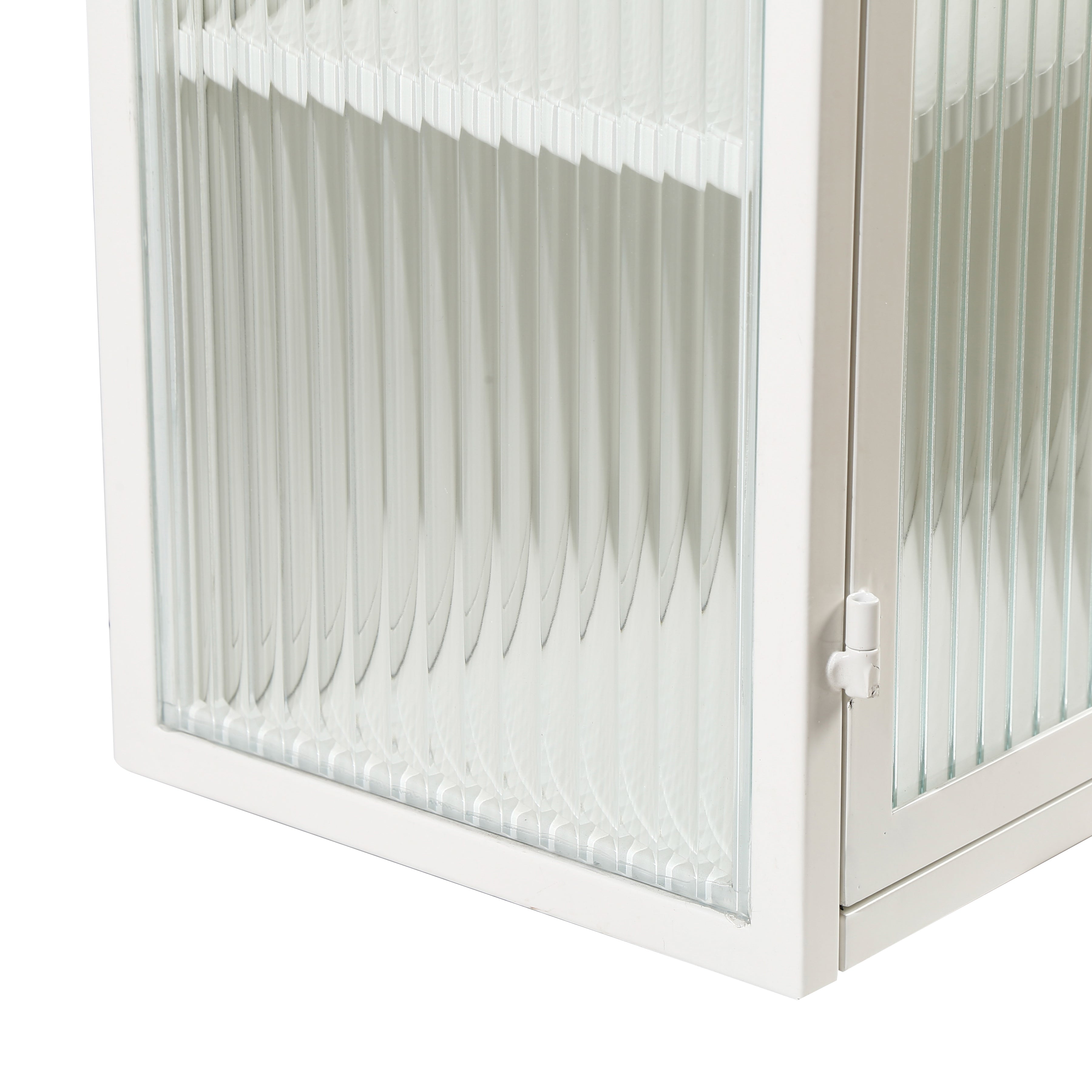 27.56"Glass Doors Modern Two-door Wall Cabinet with Featuring Three-tier White