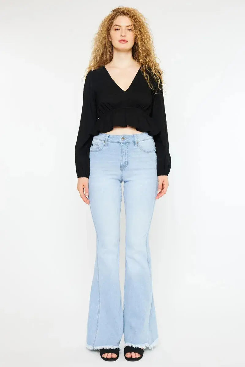 Curvy Kancan High Rise Flare Jeans - Light Wash