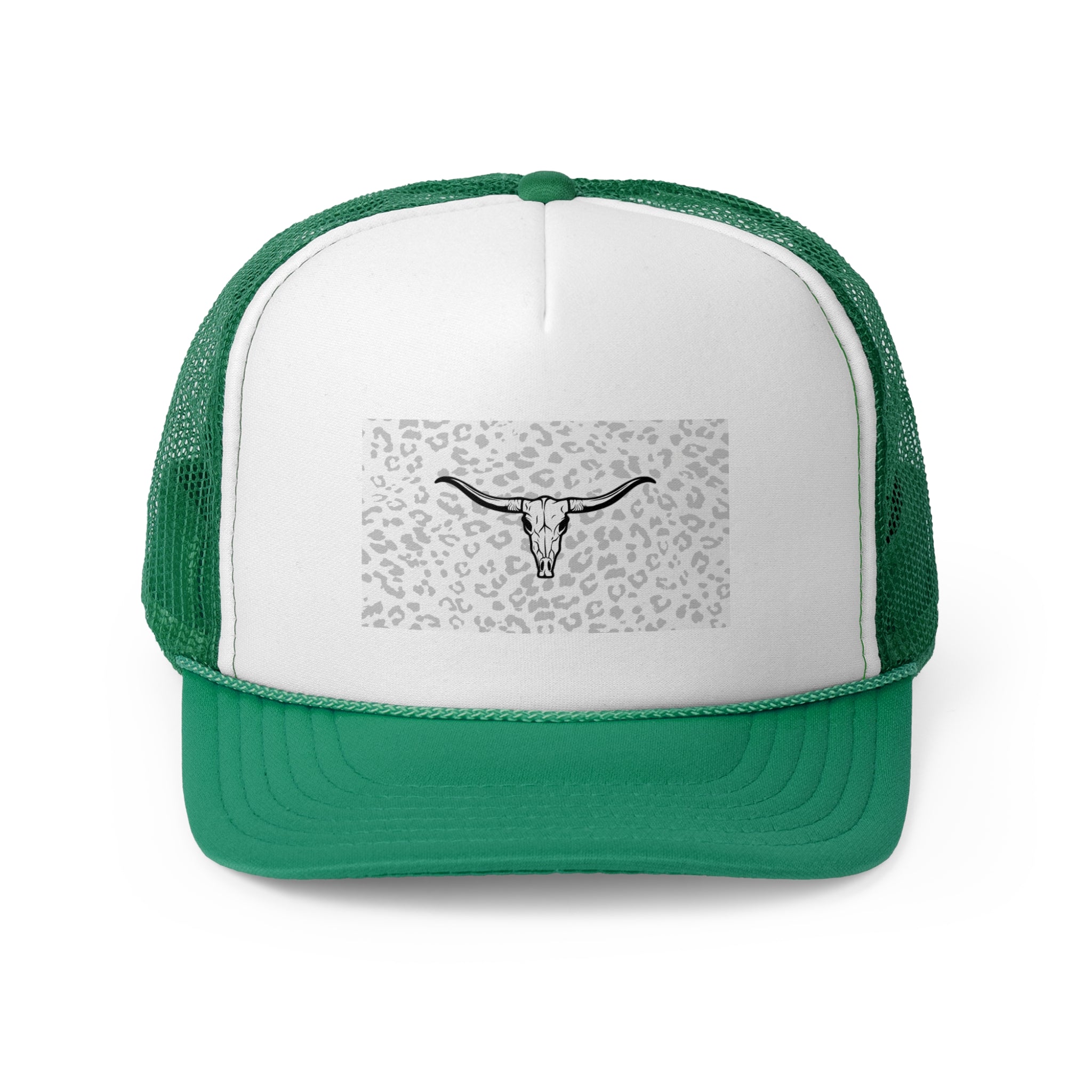 Cheetah Print Cow Skull Trucker Cap