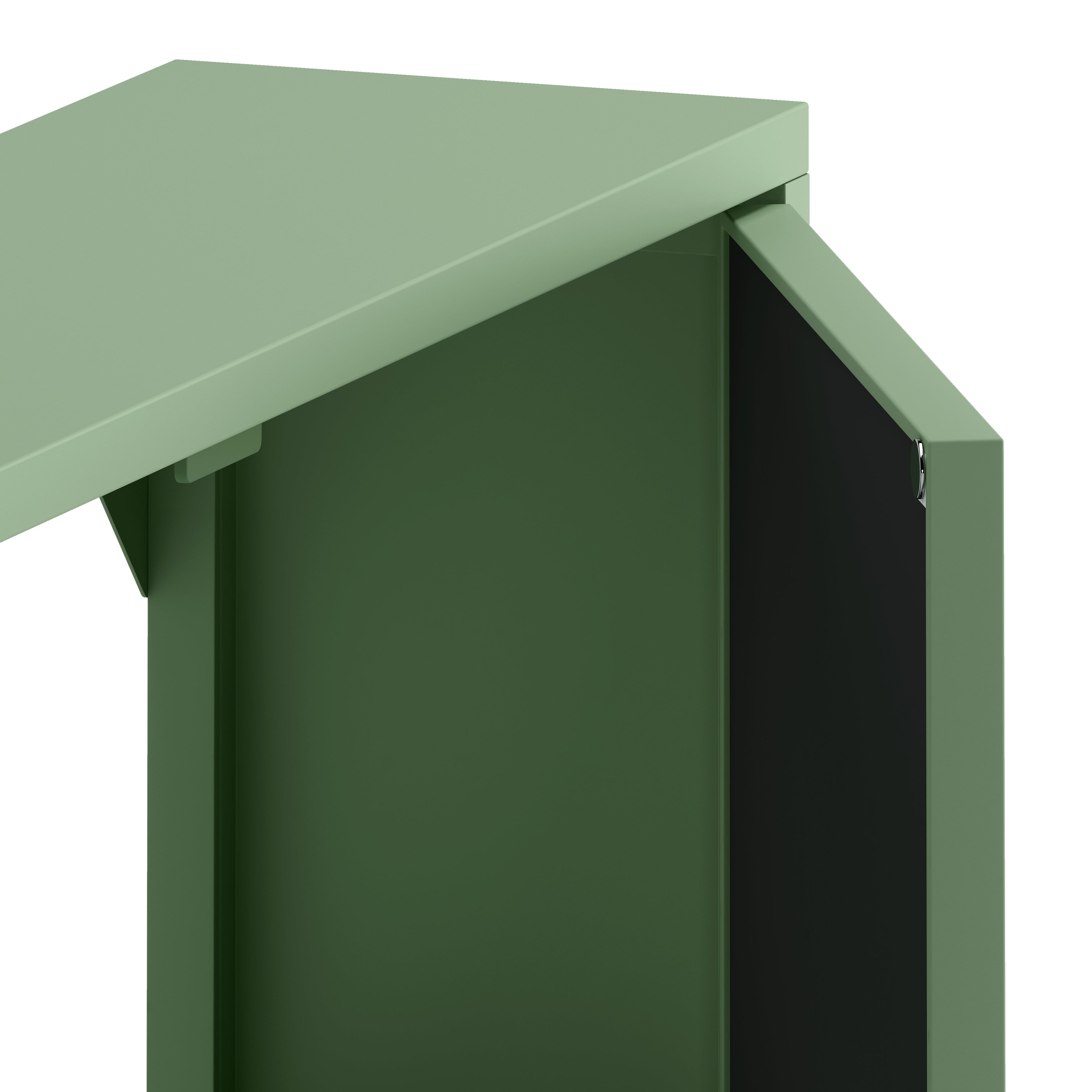 23.62 "Vintage Two Door Wall Cabinet with Mirror Three-level Entrance Storage Space Green