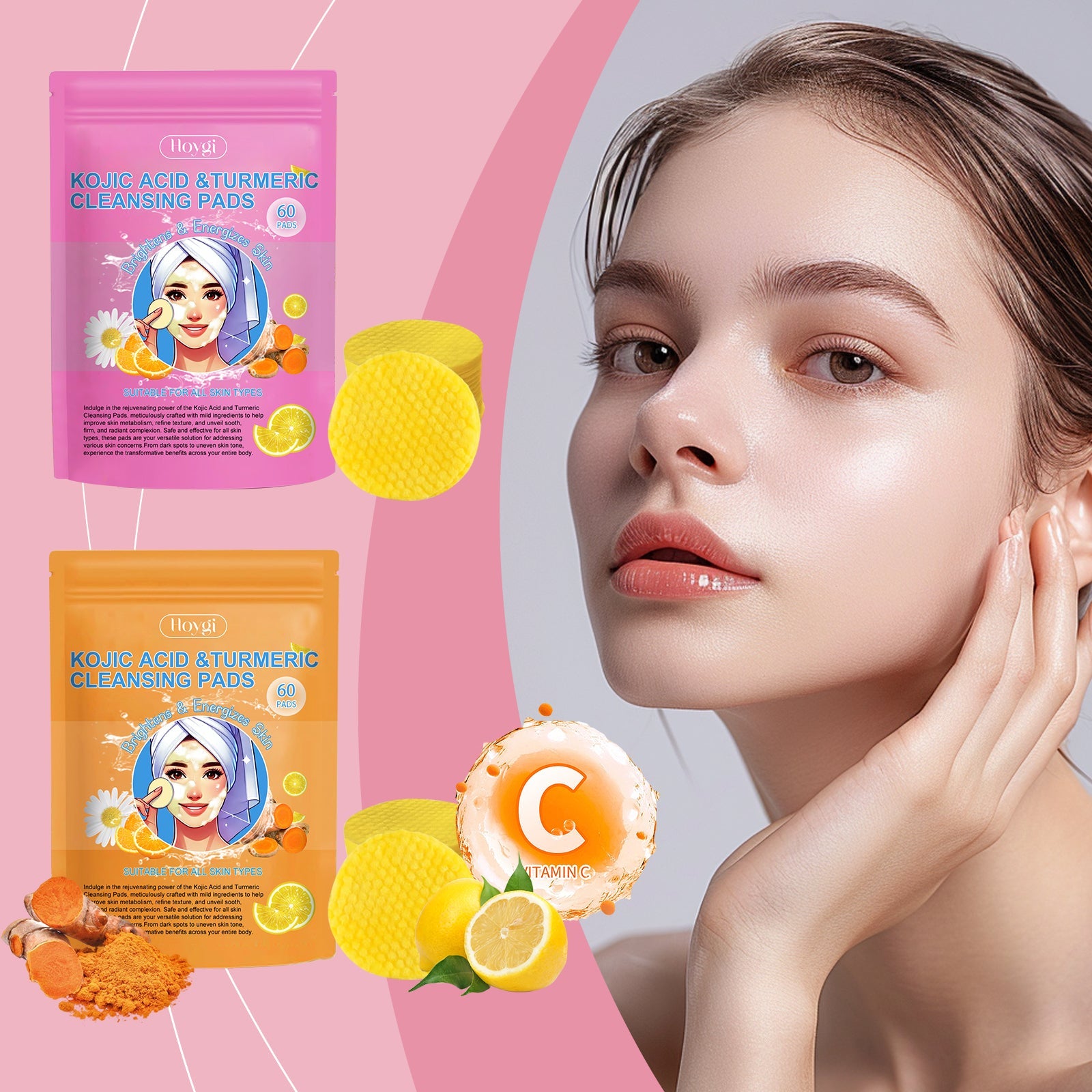 Turmeric Acid Cleansing Pad Gentle Exfoliating Deep Clean Non-Tight Improving Skin Cleansing Pad