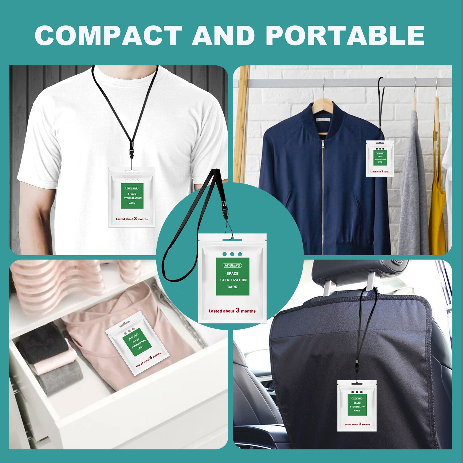 Space Purification Card Lanyard Easy To Carry Portable Space Air Purification Protection Card Stickers