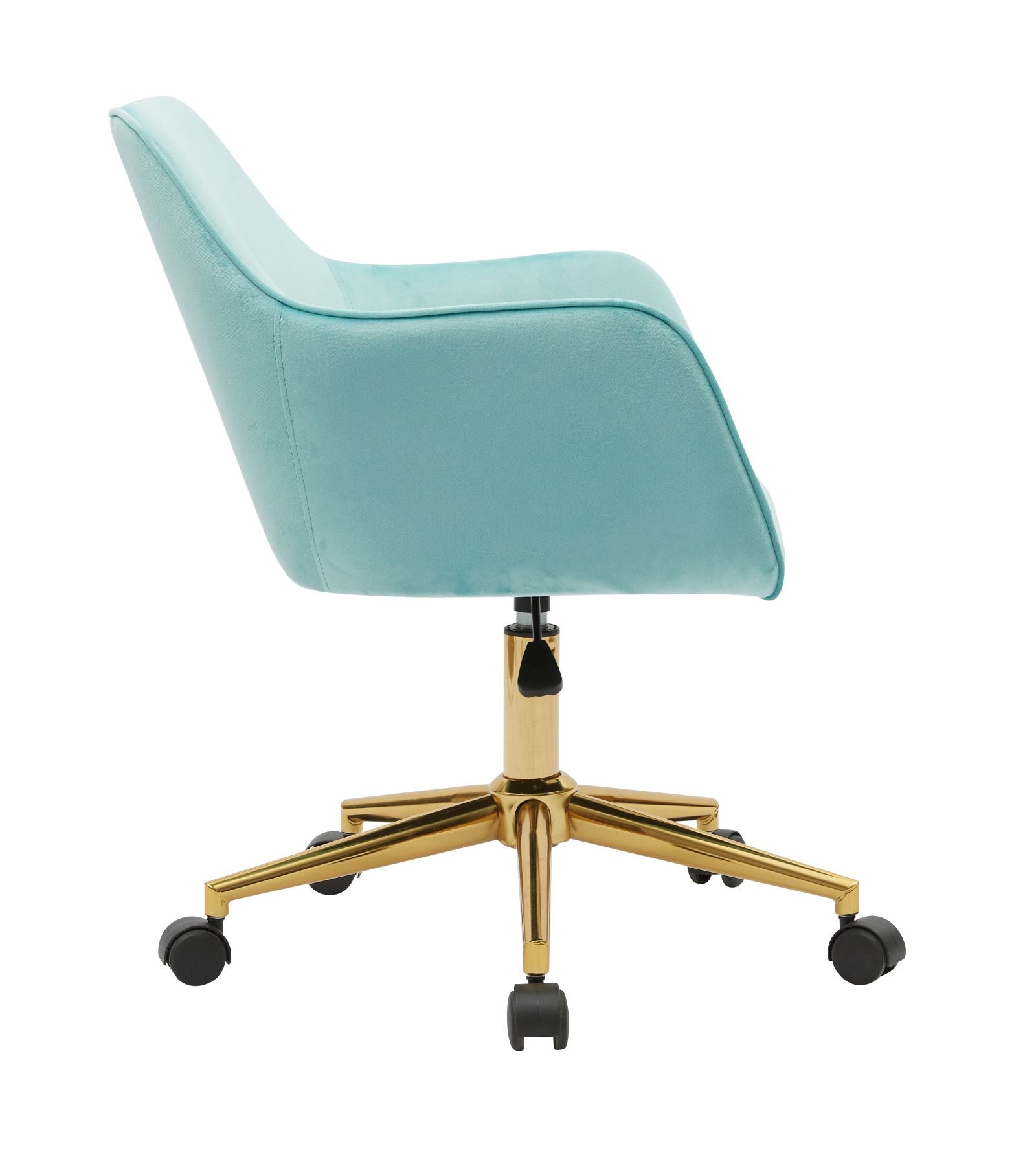 Modern Velvet Fabric Material Adjustable Height 360 revolving Home Office Chair Aqua Light Blue