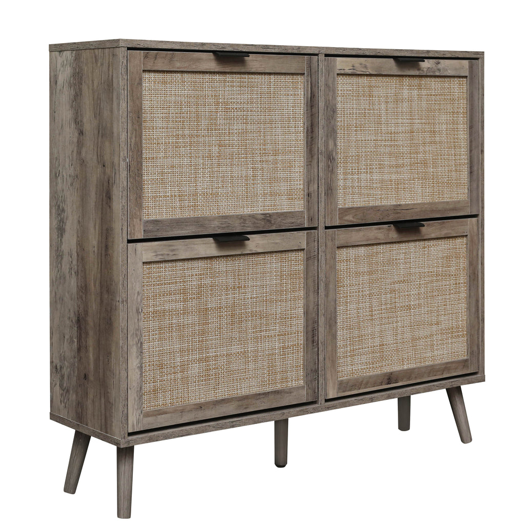 4 Door Shoe Rack, Freestanding Modern Shoe Storage Cabinet, for Entryway