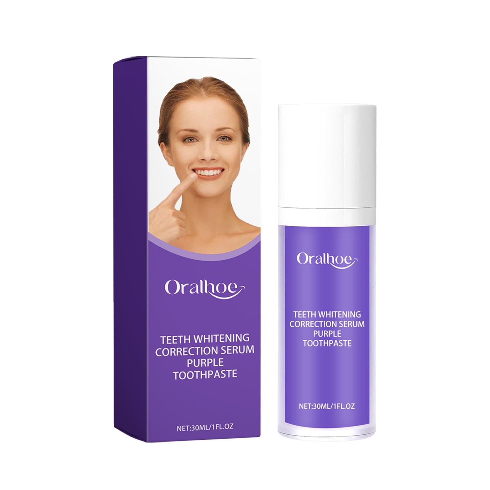 Teeth Whitening Correction Serum Purple Toothpaste, Clean Tooth Stains Brightening White Mild Gingival Care Breath Fresh And Deodorizing