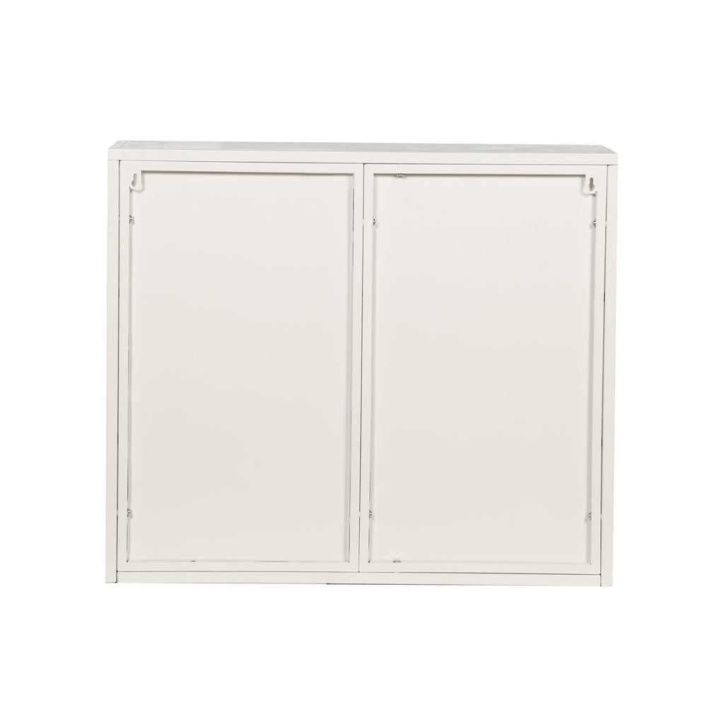 27.56"Glass Doors Modern Two-door Wall Cabinet with Featuring Three-tier White