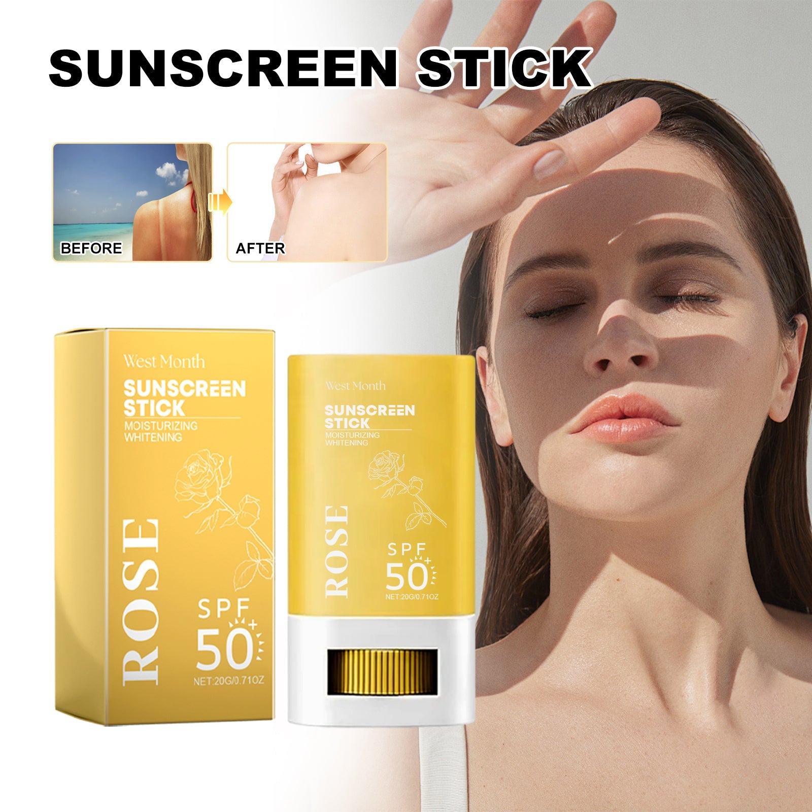 Sunscreen Stick, Refreshing Non-Greasy Concealer Moisturizing Whitening Skin Protection Cream