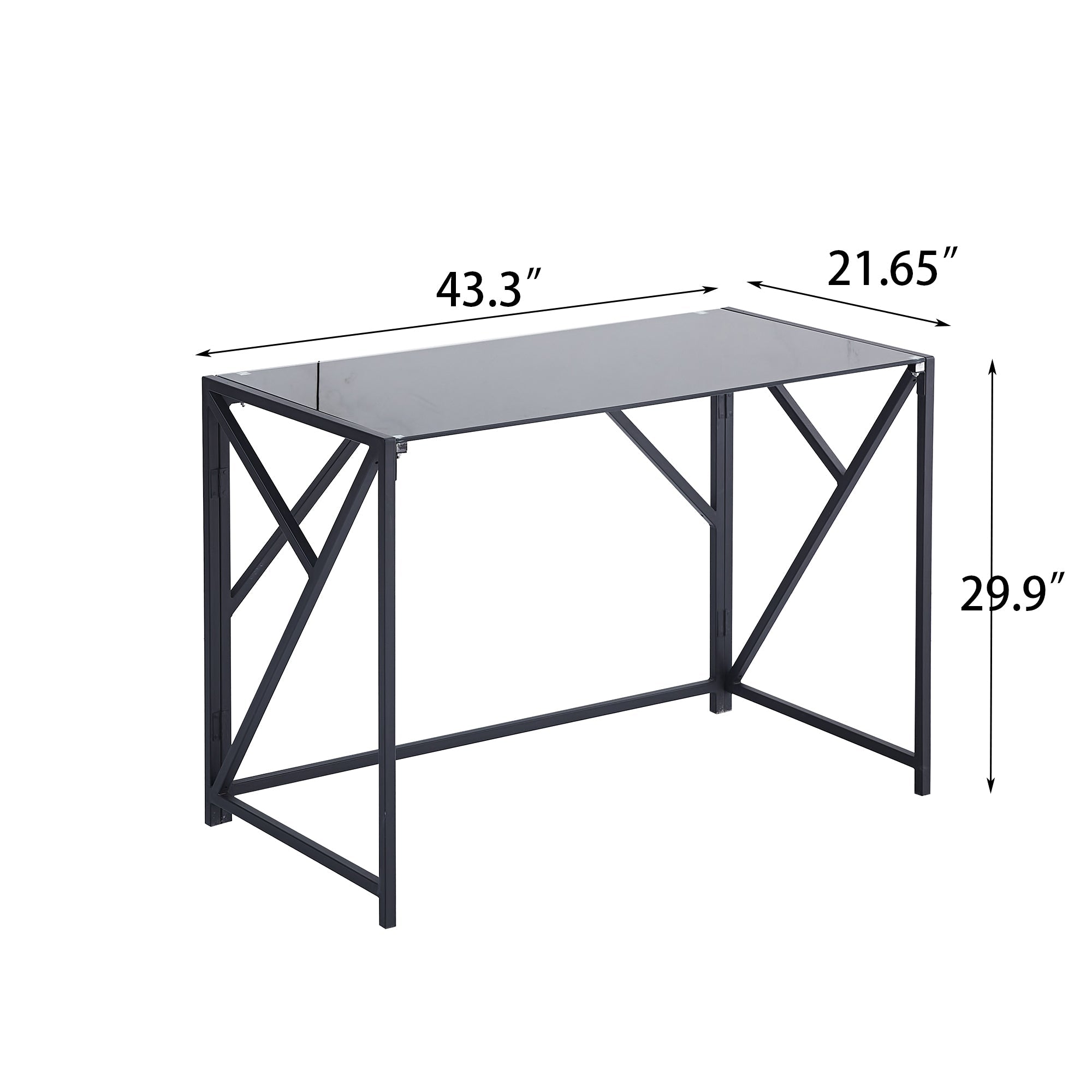 Tempered Black Glass Computer Desk Laptop Desk PC Laptop Table with Metal Frame Writting Desk