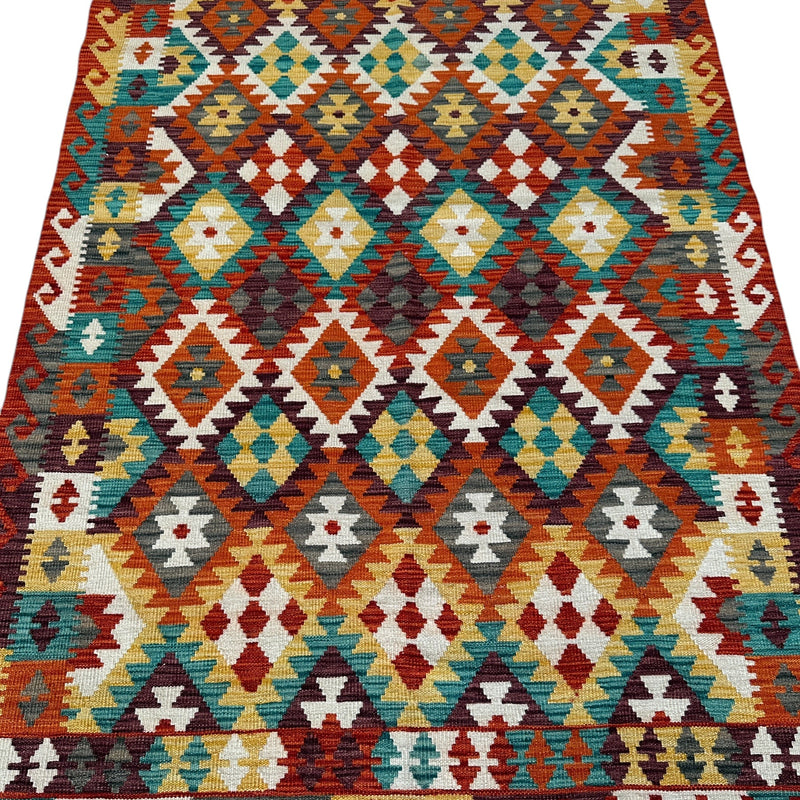 Afghani Maimana Kilim Wool Rug 4’3” x 6’7”