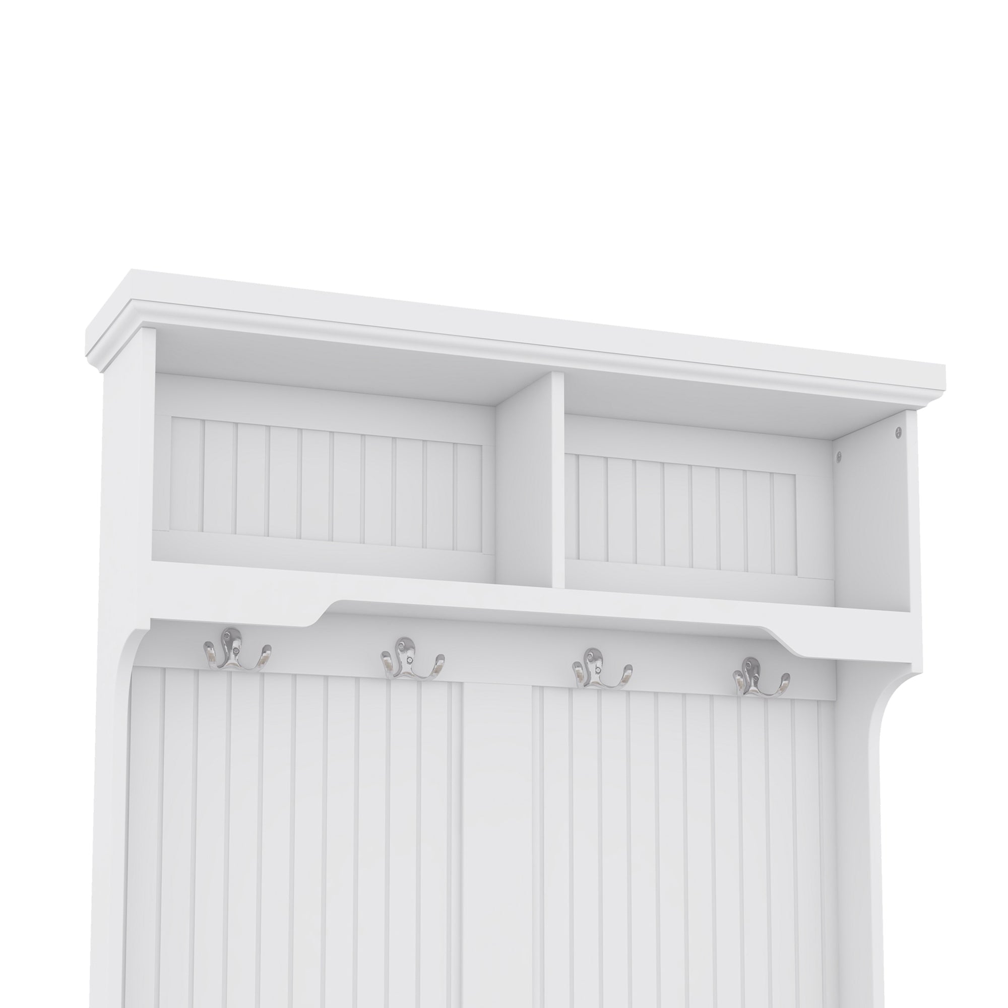 Hall Tree with Storage Shoe Bench for Entryway and Hallway 4-in-1 Design Coat Racks with 4 Hooks for Living Room White