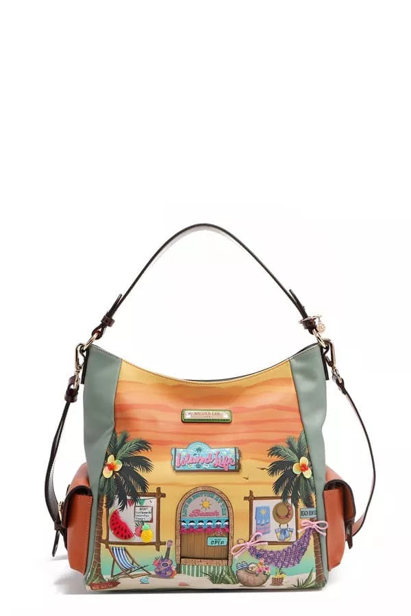 Nicole Lee Sun And Sand Hobo Handbag Pebbled Vegan Leather